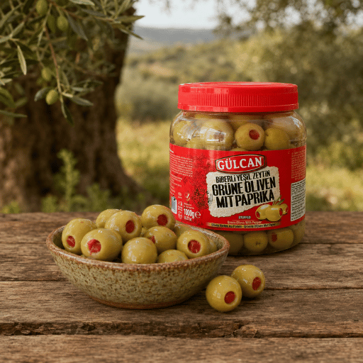 1 kg Gülcan Biberli Yeşil Zeytin