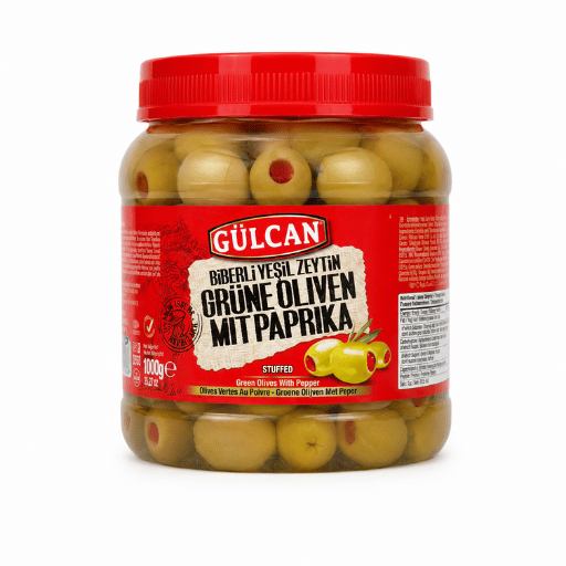 1 kg Gülcan Biberli Yeşil Zeytin