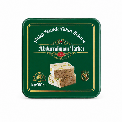 Abdurrahman Tatlıcı Antep Fıstıklı Tahin Helvası 300 g – Teneke Kutu